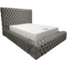 Sultan Bed Small Double Plush Velvet Grey