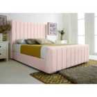 Eleganza Majestique Pink Plush Velvet Double Bed Frame