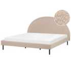 Beliani Bed Boucle Margut 180 X 200 Cm Eu Super King Beige