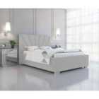 Khuduro Bed Double Plush Velvet Silver