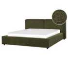 Beliani Bed Boucle Linards 160 X 200 Cm Eu King Size Dark Green