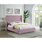 Orsino Bed Small Double Plush Velvet Pink