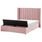 Beliani Bed With Storage Bench Velvet Noyers 140 X 200 Cm Eu Double Pink