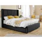 Eleganza Harry Linen Double Bed Frame - Black