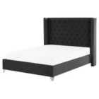 Beliani Bed Velvet Lubbon 160 X 200 Cm Eu King Size Black