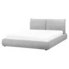 Beliani Bed Fabric Vinay 160 X 200 Cm Eu King Size Light Grey