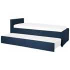 Beliani Trundle Bed Fabric Marmande 90 X 200 Cm Eu Single Navy Blue