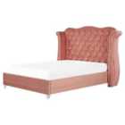 Beliani Bed Velvet Ayette 160 X 200 Cm Eu King Size Pink