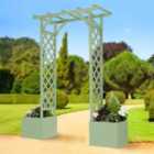 Greenhurst Wooden Arch and Planters - Sage Green