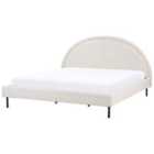 Beliani Bed Fabric Margut 180 X 200 Cm Eu Super King Light Beige