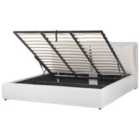 Beliani Ottoman Bed Velvet Bajonna 180 X 200 Cm Eu Super King White