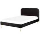 Beliani Bed Velvet Flayat 140 X 200 Cm Eu Double Black