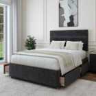 Bedmaster Black Naples Velvet 4 Drawer Divan Base And Milan Headboard Double