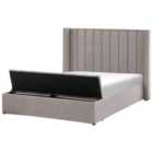 Beliani Bed With Storage Bench Velvet Noyers 160 X 200 Cm Eu King Size Grey