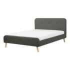 Beliani Bed Fabric Rennes 140 X 200 Cm Eu Double Dark Grey