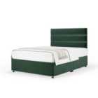 Bedmaster Emerald Green Plush Velvet No Drawer Divan Base And Milan Headboard Single
