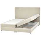 Beliani Divan Bed With Storage Fabric Minister 160 X 200 Cm Eu King Size Light Beige