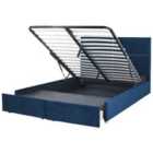 Beliani Ottoman Bed Velvet Vernoyes 180 X 200 Cm Eu Super King Navy Blue