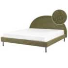 Beliani Bed Boucle Margut 180 X 200 Cm Eu Super King Olive Green