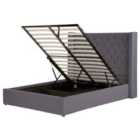 Beliani Ottoman Bed Velvet Lubbon 140 X 200 Cm Eu Double Grey