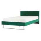 Beliani Bed Velvet Bellou 140 X 200 Cm Eu Double Green