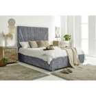 Eleganza Dawn Silver Marble Fabric Single Bed Frame