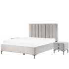 Beliani Bedroom Set Velvet Sezanne 160 X 200 Cm Eu King Size Light Grey