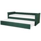 Beliani Trundle Bed Fabric Libourne 90 X 200 Cm Eu Single Dark Green