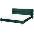 Beliani Bed Velvet Senlis 180 X 200 Cm Eu Super King Dark Green