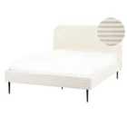 Beliani Bed Corduroy Flayat 140 X 200 Cm Eu Double Off-white