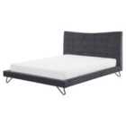 Beliani Bed Velvet Lannion 160 X 200 Cm Eu King Size Dark Grey