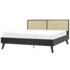 Beliani Bed Rattan Monpazier 180 X 200 Cm Eu Super King Black