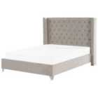 Beliani Bed Velvet Lubbon 180 X 200 Cm Eu Super King Light Grey