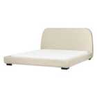 Beliani Bed Fabric Roisel 160 X 200 Cm Eu King Size Light Beige