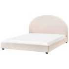 Beliani Bed Fabric Vaucluse 160 X 200 Cm Eu King Size Light Beige