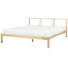 Beliani Bed Pine Wood Vannes 180 X 200 Cm Eu Super King Light Brown