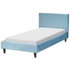 Beliani Velvet Eu Single Size Bed Light Blue Fitou