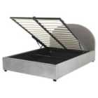 Beliani Ottoman Bed Velvet Vaucluse 160 X 200 Cm Eu King Size Light Grey