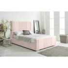 Eleganza Willard Pink Plush Velvet King Bed Frame