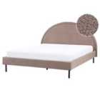 Beliani Bed Boucle Margut 160 X 200 Cm Eu King Size Taupe