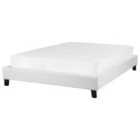 Beliani Bed Without Headboard Fabric Roanne 140 X 200 Cm Eu Double Light Grey