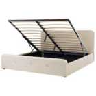 Beliani Ottoman Bed Faux Linen Rennes 180 X 200 Cm Eu Super King Beige
