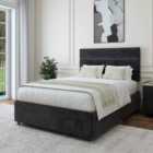 Bedmaster Black Naples Velvet 2 Drawer Divan Base And Milan Headboard Super King