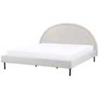 Beliani Bed Fabric Margut 180 X 200 Cm Eu Super King Light Grey