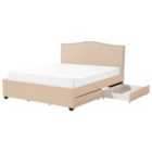 Beliani Bed With Storage Drawers Fabric Montpellier 180 X 200 Cm Eu Super King Beige