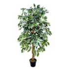 Greenbrokers Artificial Variegated Ficus Tree Potted Plant 160Cm/4Ft