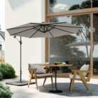 Garden Sanctuary Large 3M Cantilever Parasol with Cross and Square Base - Grey