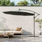 Garden Sanctuary Outdoor Large 3M Patio Parasol With 32 Led Lights With Metal Cross Base - Dark Grey