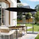 Garden Sanctuary Large 3M Cantilever Parasol with Cross and Square Base - Black