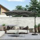 Garden Sanctuary Large 3M Cantilever Parasol with Fillable Base - Dark Grey